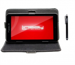 LINSAY 7 inch Quad Core Dual Camera Android Tablet - Black Case and Stylus Pen