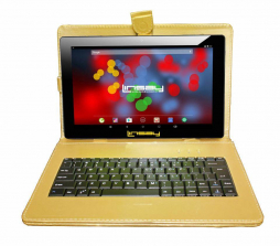LINSAY 10.1 inch Quad Core 1280 x 800 IPS Screen 16GB Tablet with Golden Leather Keyboard Case
