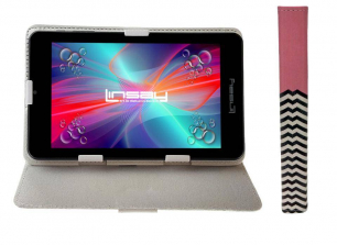 LINSAY 7 inch Quad Core 1280 x 800 IPS Screen Tablet with Pink Lines Leather Protective Case