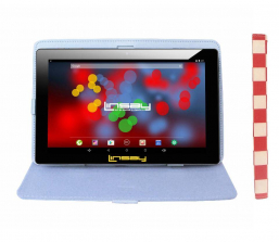 LINSAY 10.1 inch Quad Core 1280 x 800 IPS Screen Tablet with White Red Square Leather Protective Case