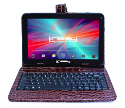 LINSAY 10.1 inch New Quad Core 8GB Tablet with Brown Crocodile Style Keyboard Exclusive Bundle