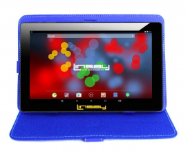 LINSAY 10.1 inch Quad Core 1280 x 800 IPS Screen Tablet 16GB with Blue Leather Protective Case