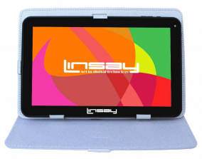 LINSAY 10.1 inch New Quad Core 8GB Tablet Bundle with White Leather Case