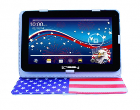 LINSAY 10.1 inch Quad Core Tablet - USA Style Leather Case