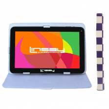 LINSAY 10.1 inch Quad Core 1024 x 600 HD Screen Tablet with White Purple Square Leather Protective Case