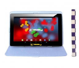 LINSAY 10.1 inch Quad Core 1280 x 800 IPS Screen Tablet with White Purple Square Leather Protective Case