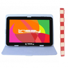 LINSAY 10.1 inch Quad Core 1024 x 600 HD Screen Tablet with White Red Square Leather Protective Case