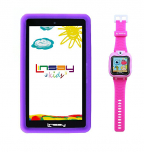 LINSAY Kids Bundle with Kids Smart Watch and 7 inch Quad Core IPS Screen 1280 x 800 Tablet with Purple Defender Case