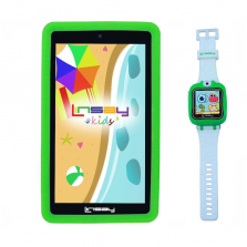 LINSAY Kids Bundle with Kids Smart Watch and 7 inch Quad Core IPS Screen 1280x800 Kids Tablet with Green Defender Case