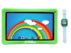 LINSAY 10.1 inch Quad Core Kids Funny Tablet with Smart Watch - Green