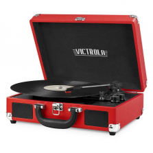 Victrola 3-Speed Bluetooth Suitcase Turntable with Built-in Stereo Speakers - Red