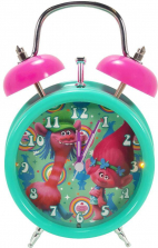 DreamWorks Trolls Light Up Faux Twin Bell Alarm Clock with Light Up Dial