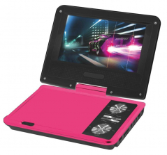 Impecca 7 inch Swivel Portable DVD Player - Pink