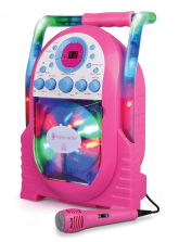 The Singing Machine Portable Karaoke System with LED Disco Lights and Wired Microphone - Pink