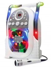 The Singing Machine Karaoke System with LED Disco Lights - White