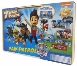 Paw Patrol Wood Jigsaw Puzzles in Wood Storage Box - 7 Pack