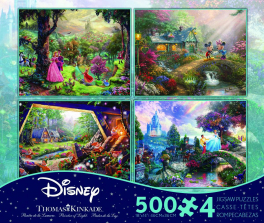 Disney Thomas Kinkade Four in One Multi Pack Jigsaw Puzzle - 500-Piece
