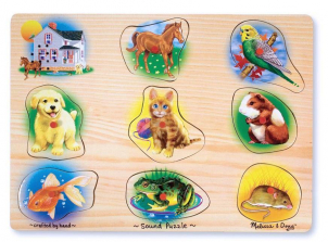 Melissa & Doug Pets Sound Puzzle - Wooden Peg Puzzle With Sound Effects (8 pcs)