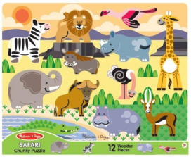 Melissa & Doug Safari Chunky Wooden Puzzle - 12-Piece