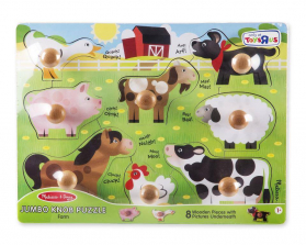 Melissa & Doug Farm Jumbo Knob Wooden Puzzle - 8-piece