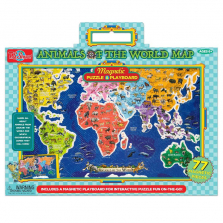 T.S. Shure Animals of the World Map Magnetic Playboard and Puzzle - 77-Piece