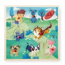 Imaginarium Discovery Dog Park Wooden Peg Puzzle with Pocket - 8-piece