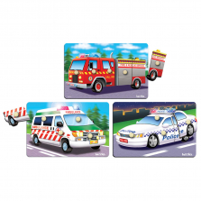 Emergency Response Vehicles Wooden Peg Puzzle - 3-piece