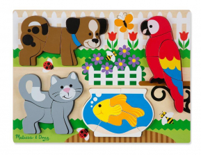 Melissa & Doug Pets Wooden Chunky Jigsaw Puzzle - Dog, Cat, Bird, and Fish (20 pieces)