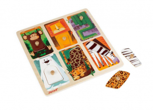 Janod Tactile Zoo Animals Wooden Puzzle - 6-piece