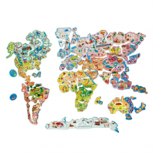 T.S.Shure Wooden Magnetic World Map - 111-Piece