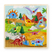 Imaginarium Discovery Dino Walk Wooden Peg Puzzle with Pocket - 8-piece