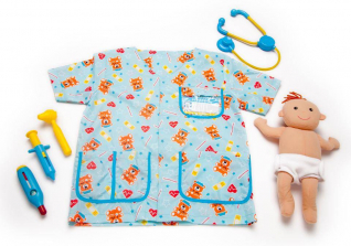 Melissa & Doug Pediatric Nurse Role Play Costume Set (8 pcs) - Includes Baby Doll, Stethoscope