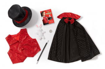 Melissa & Doug Magician Role Play Costume Set - Includes Hat, Cape, Wand, Magic Tricks