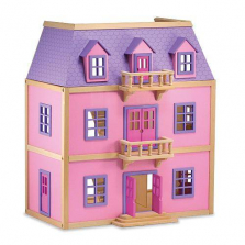 Melissa & Doug Multi-Level Wooden Dollhouse With 19 pcs Furniture