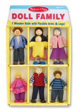 Melissa & Doug 7-Piece Poseable Wooden Doll Family for Dollhouse (2-4 inches each)