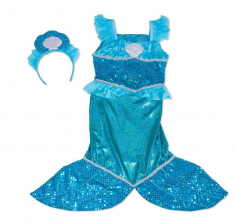 Melissa & Doug Mermaid Role Play Costume Set - Gown With Flaired Tail, Seashell Tiara