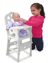 Melissa & Doug White Wooden Doll High Chair With Tray (14.75 x 25 x 14 inches)