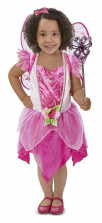 Melissa & Doug Flower Fairy Role Play Costume Set (3 pcs) - Pink Dress, Wings, Wand