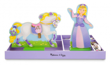 Melissa & Doug Lila and Lucky Wooden Dress-Up Princess Doll and Horse With Magnetic Accessories (108 pcs)