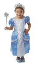 Melissa & Doug Royal Princess Role Play Costume Set (3 pcs) - Blue Gown, Tiara, Wand