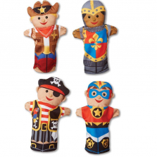 Melissa & Doug Bold Buddies Hand Puppets (Set of 4) - Knight, Pirate, Sheriff, and Superhero