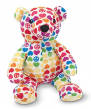 Melissa & Doug Beeposh Hope Bear Patterned Pal Stuffed Teddy Bear - White