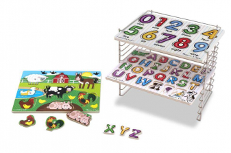 Melissa & Doug Puzzle Rack with 3 Peg Puzzles