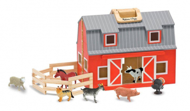 Melissa & Doug Fold and Go Wooden Barn Playset