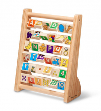 Melissa & Doug ABC-123 Abacus - Classic Wooden Educational Toy With 36 Letter and Number Tiles