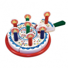 Melissa & Doug Birthday Party Cake - Wooden Play Food With Mix-n-Match Toppings and 7 Candles