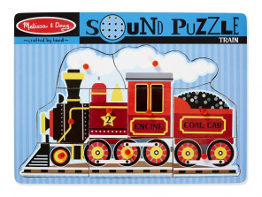 Melissa & Doug Train Sound Puzzle - Wooden Peg Puzzle With Sound Effects (9 pieces)