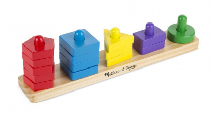 Melissa & Doug Stack and Sort Board - Wooden Educational Toy With 15 Solid Wood Pieces