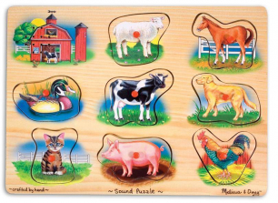 Melissa & Doug Farm Sound Puzzle - Wooden Peg Puzzle With Sound Effects (8 pcs)