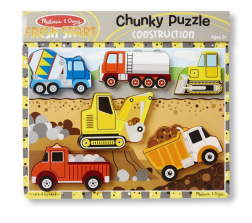 Melissa & Doug Fresh Start Construction Vehicles Chunky Wooden Puzzle - 6-piece